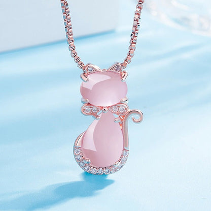 Collier en pierres roses ombragées avec zirconia