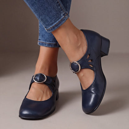 Joséphine - Escarpin à bride Bleu Nuit