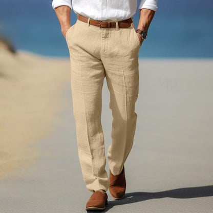 PANTALON HOMME LUXE EN LIN PREMIUM (AVEC PASSANTS POUR CEINTURE)